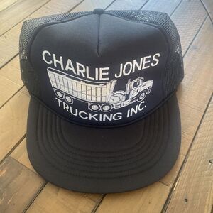 NOS Charlie Jones Trucking Inc Snapback Truckers Mesh Hat Cap‎ Charles Black